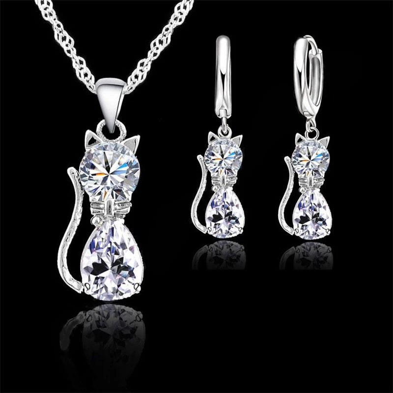 Real 925 Sterling Silver Color Jewelry Set