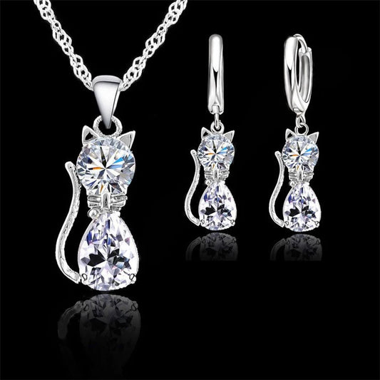 Real 925 Sterling Silver Color Jewelry Set