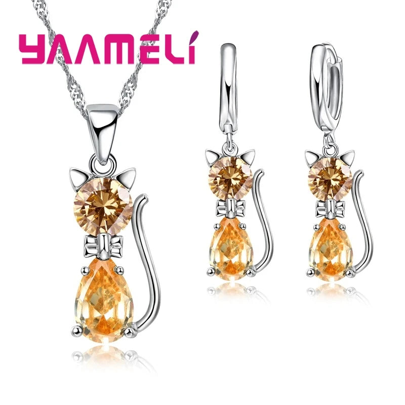 Real 925 Sterling Silver Color Jewelry Set