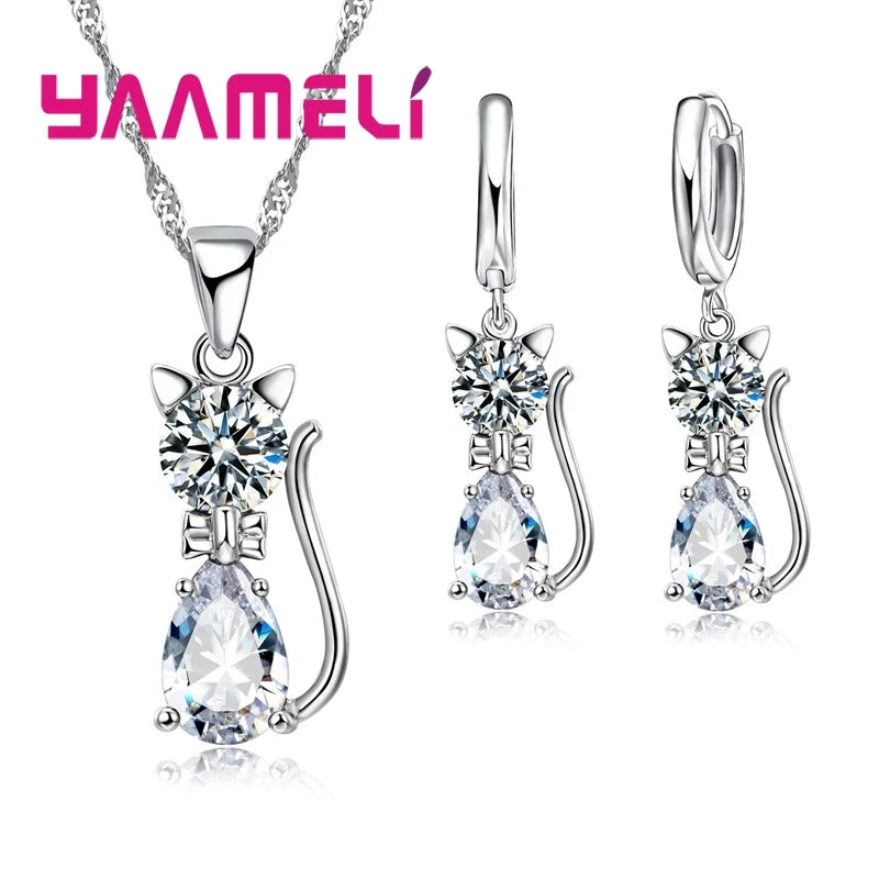 Real 925 Sterling Silver Color Jewelry Set
