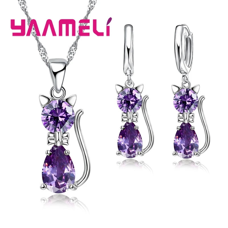Real 925 Sterling Silver Color Jewelry Set