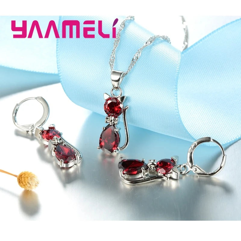 Real 925 Sterling Silver Color Jewelry Set