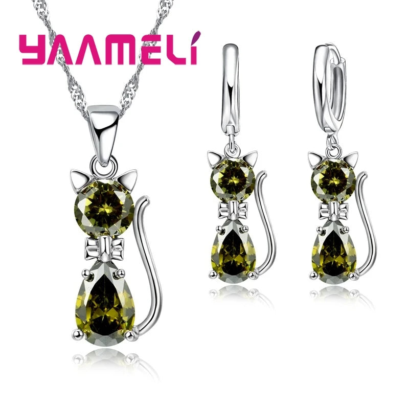 Real 925 Sterling Silver Color Jewelry Set