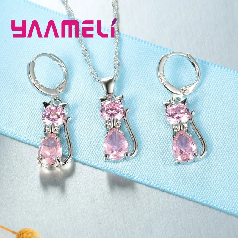 Real 925 Sterling Silver Color Jewelry Set