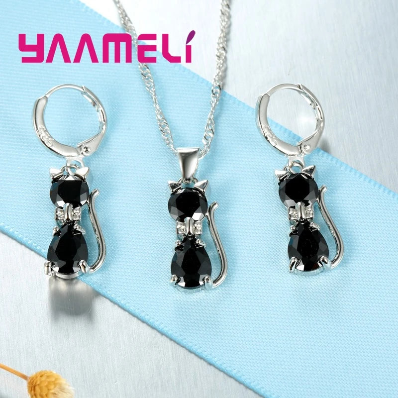 Real 925 Sterling Silver Color Jewelry Set