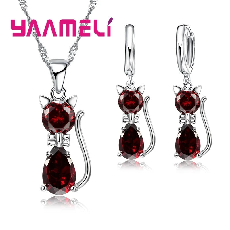 Real 925 Sterling Silver Color Jewelry Set
