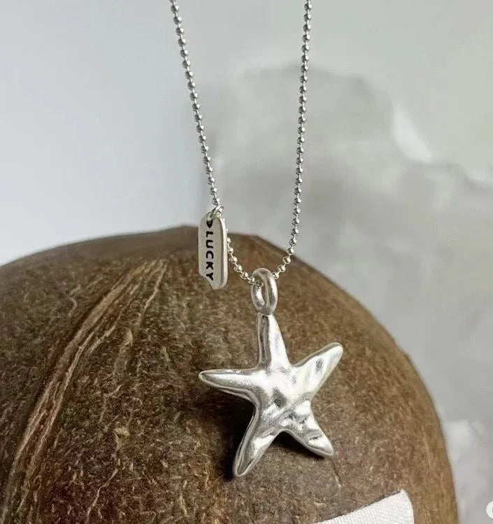 Sterling Silver Necklace Cute Five Pointed Star Set