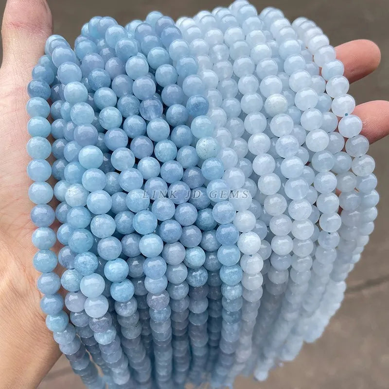 Natural Stone Sea Blue Chalcedony Beads