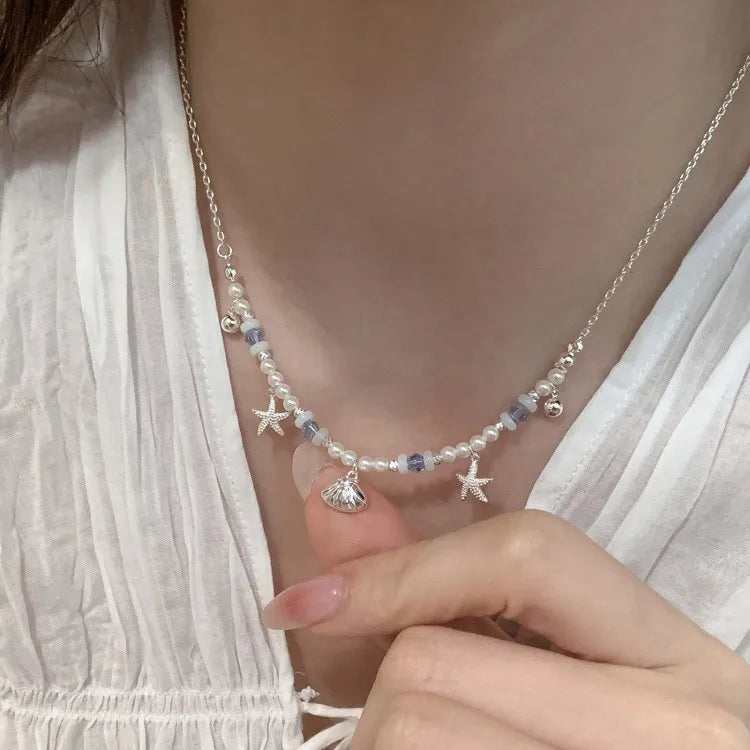 Sterling Silver Necklace Cute Five Pointed Star Set