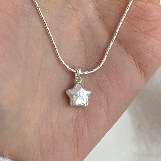 Sterling Silver Necklace Cute Five Pointed Star Set