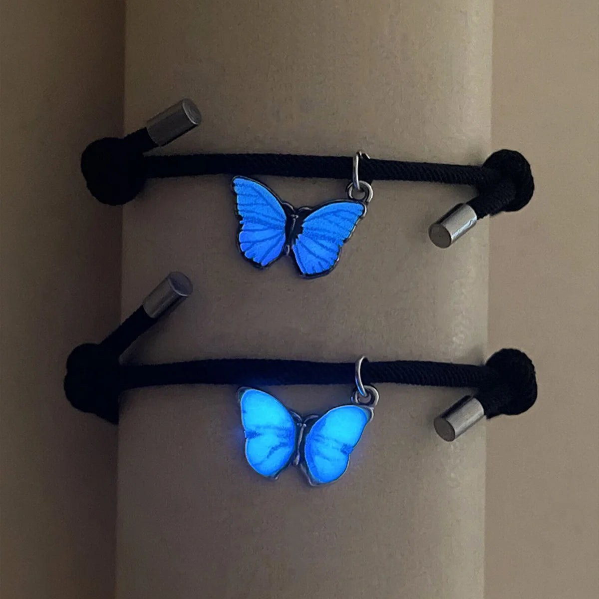 2 PCS/Set Butterfly Couples Pendant Luminous Bracelet
