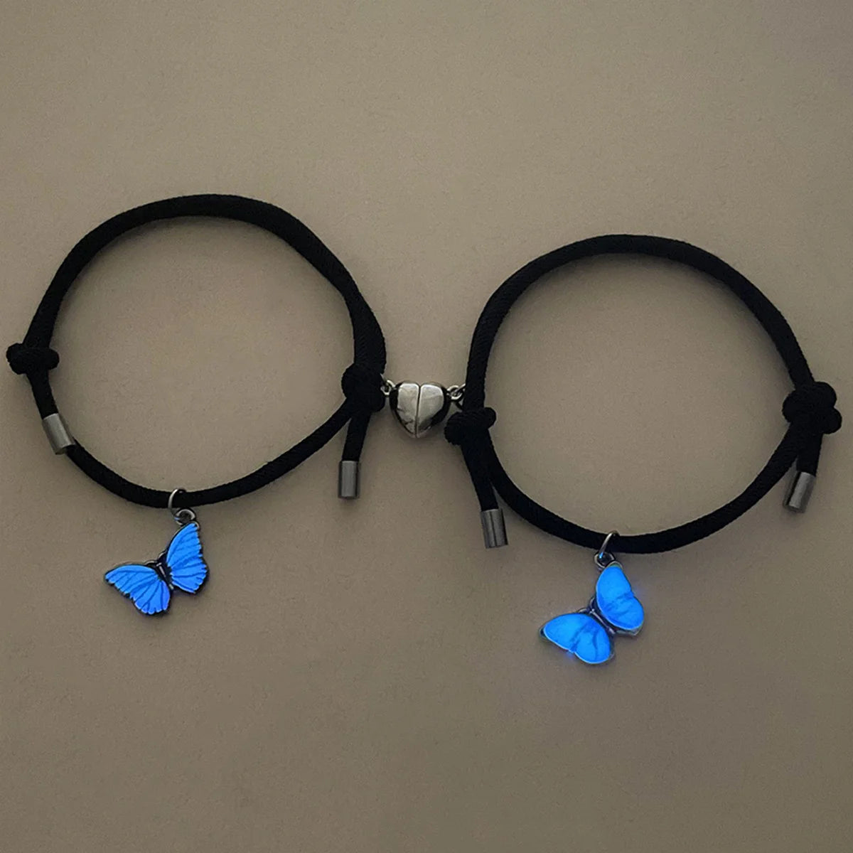 2 PCS/Set Butterfly Couples Pendant Luminous Bracelet