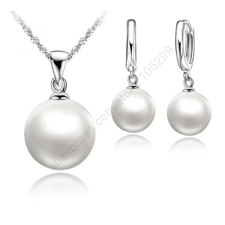 Genuine 925 Sterling Silver Bridal Jewelry Sets Pearl Fashion Jewelry