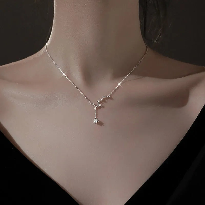 Sterling Silver Necklace Cute Five Pointed Star Set