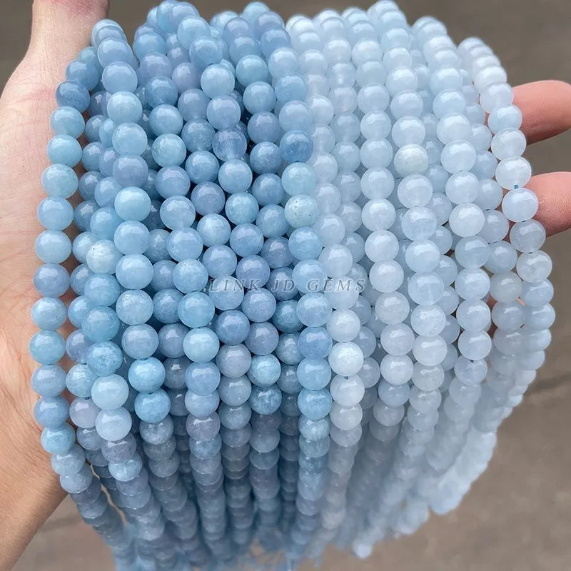 Natural Stone Sea Blue Chalcedony Beads