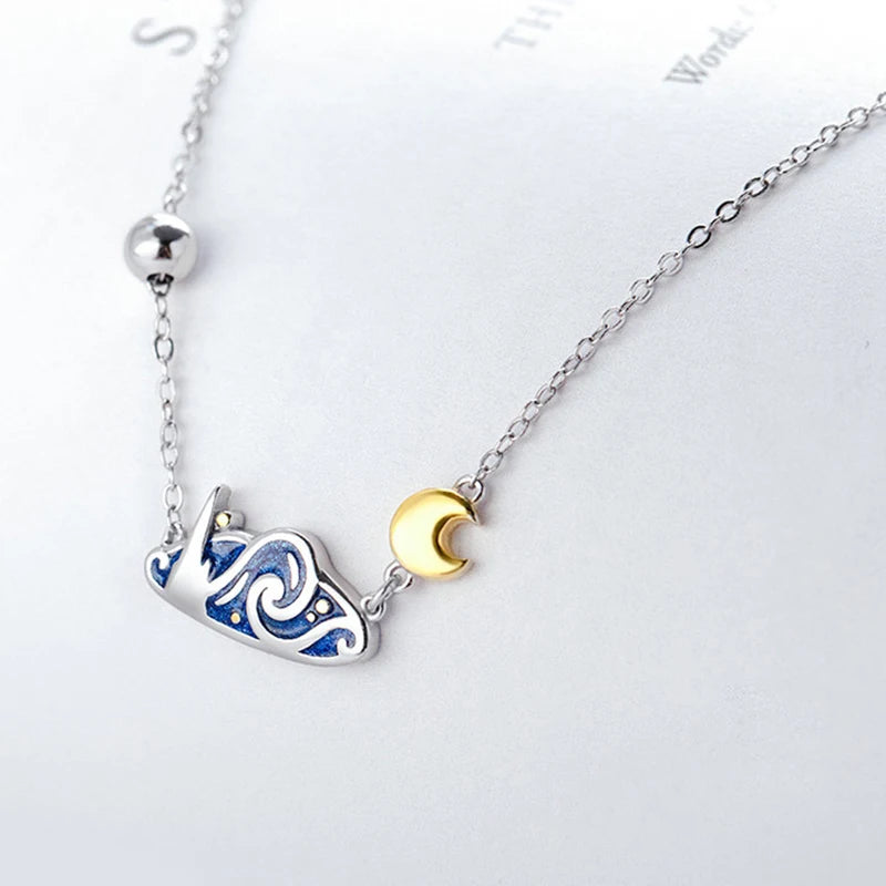 Sterling Silver Necklace Cute Five Pointed Star Set