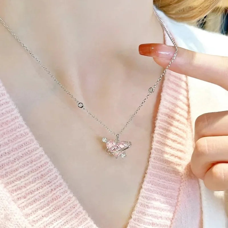 Sterling Silver Necklace Cute Five Pointed Star Set