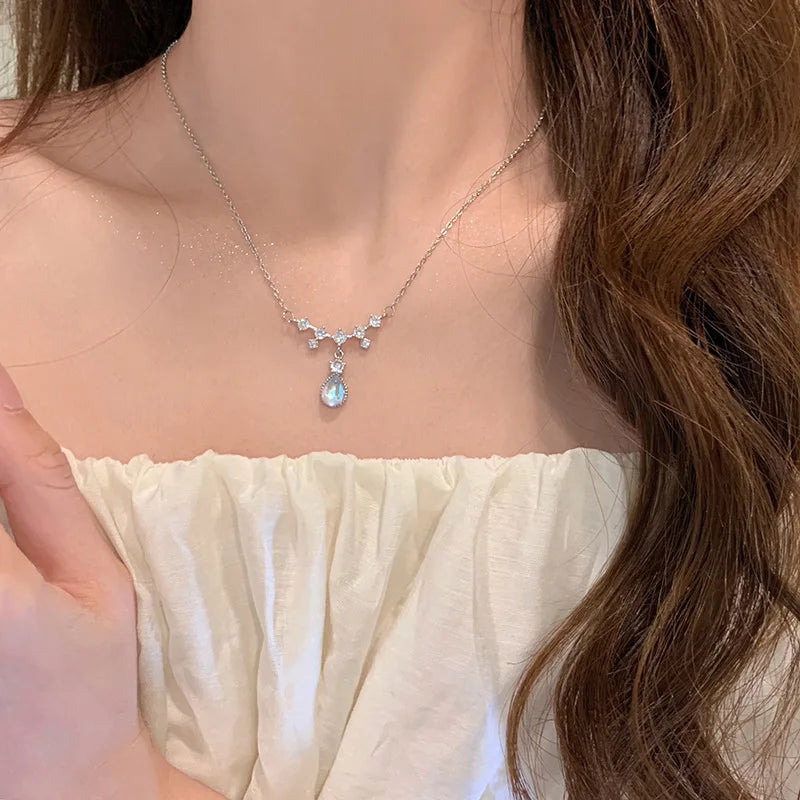 Sterling Silver Necklace Cute Five Pointed Star Set