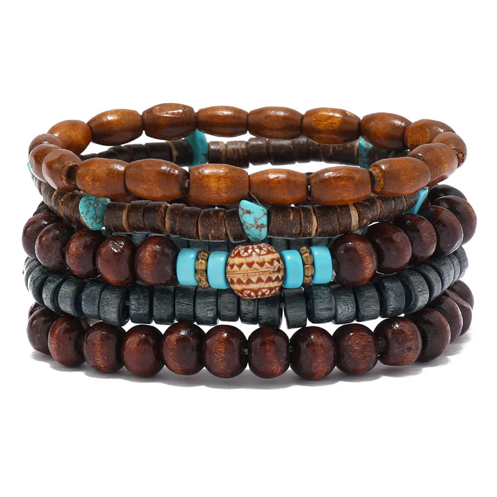 wood bead tree bracelets
