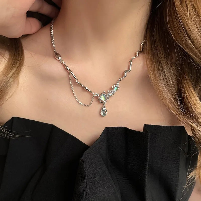 Sterling Silver Necklace Cute Five Pointed Star Set