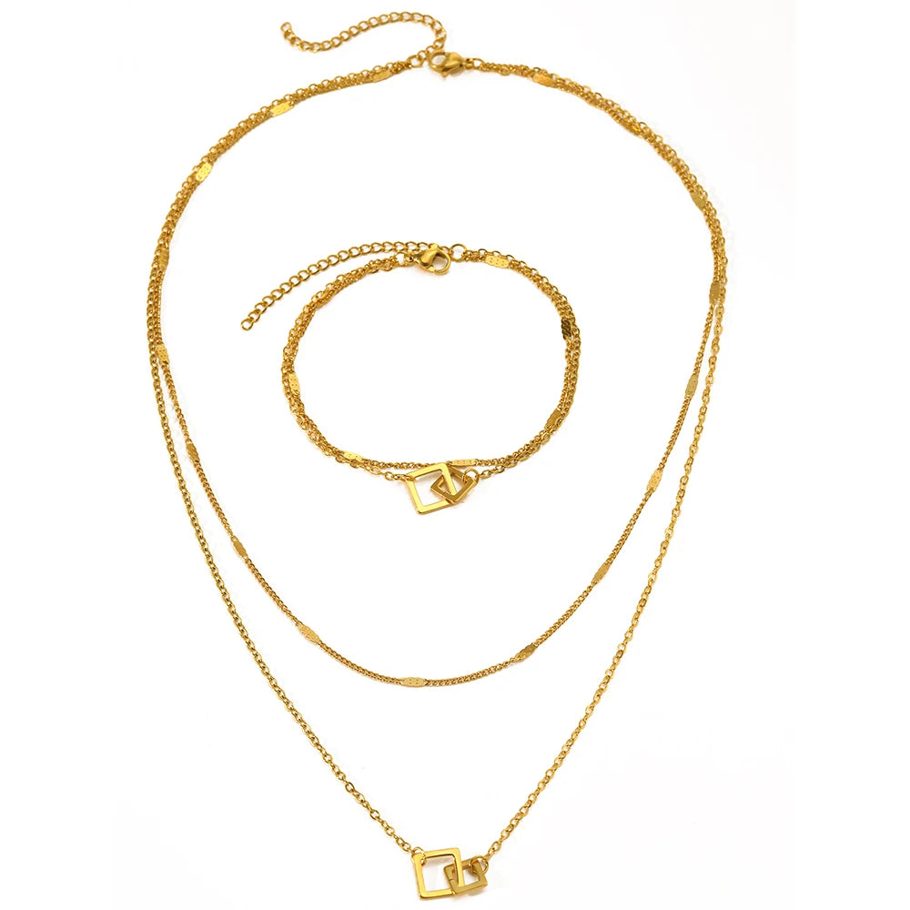 Square Clasp Bracelet Necklace