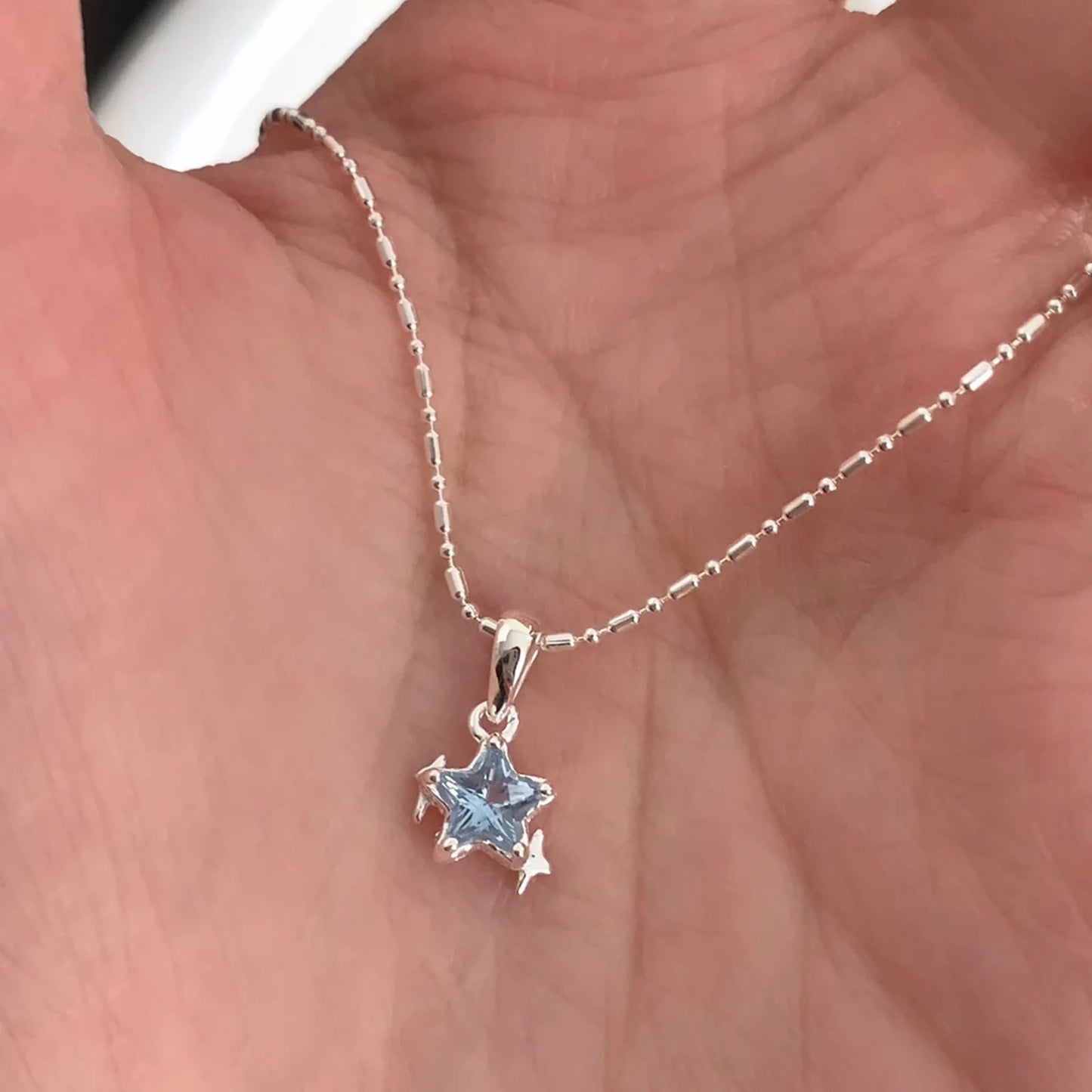 Sterling Silver Necklace Cute Five Pointed Star Set