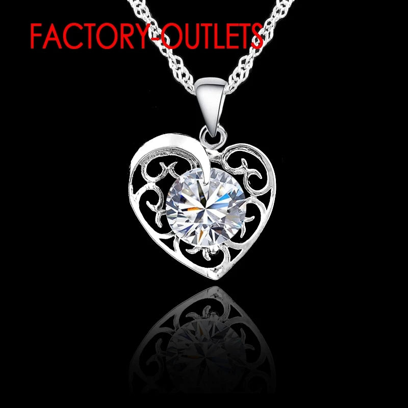 Fashion Jewelry Set 925 Sterling Silver CZ Crystal Heart Design