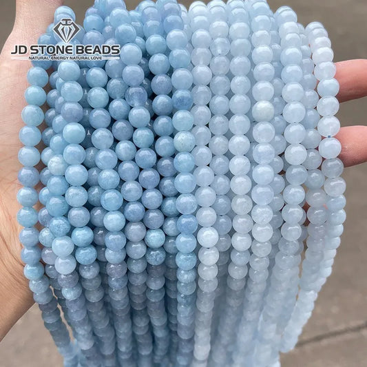 Natural Stone Sea Blue Chalcedony Beads