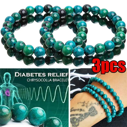 Natural Stone Beads Bracelet Round Diabetes Relief Bracelet Healing Lose Weight Jewelry