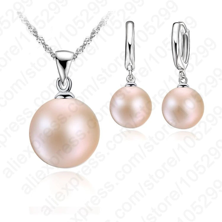 Genuine 925 Sterling Silver Bridal Jewelry Sets Pearl Fashion Jewelry