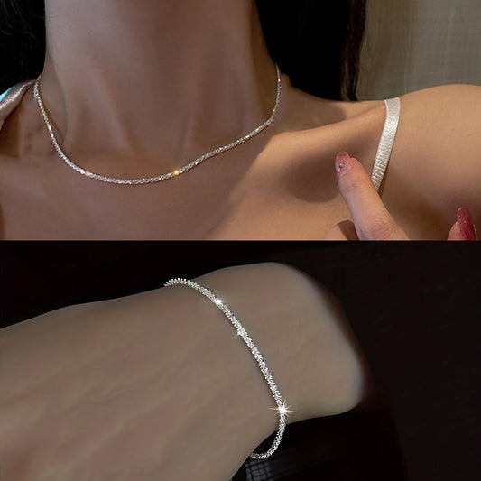 Silver Plated Clavicle Chain Necklace Bracelet