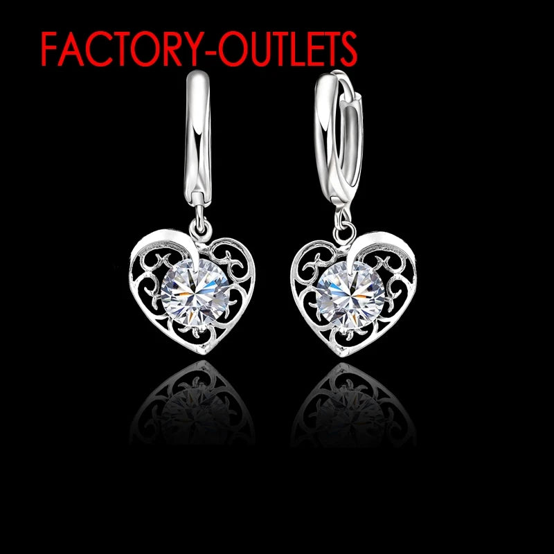 Fashion Jewelry Set 925 Sterling Silver CZ Crystal Heart Design