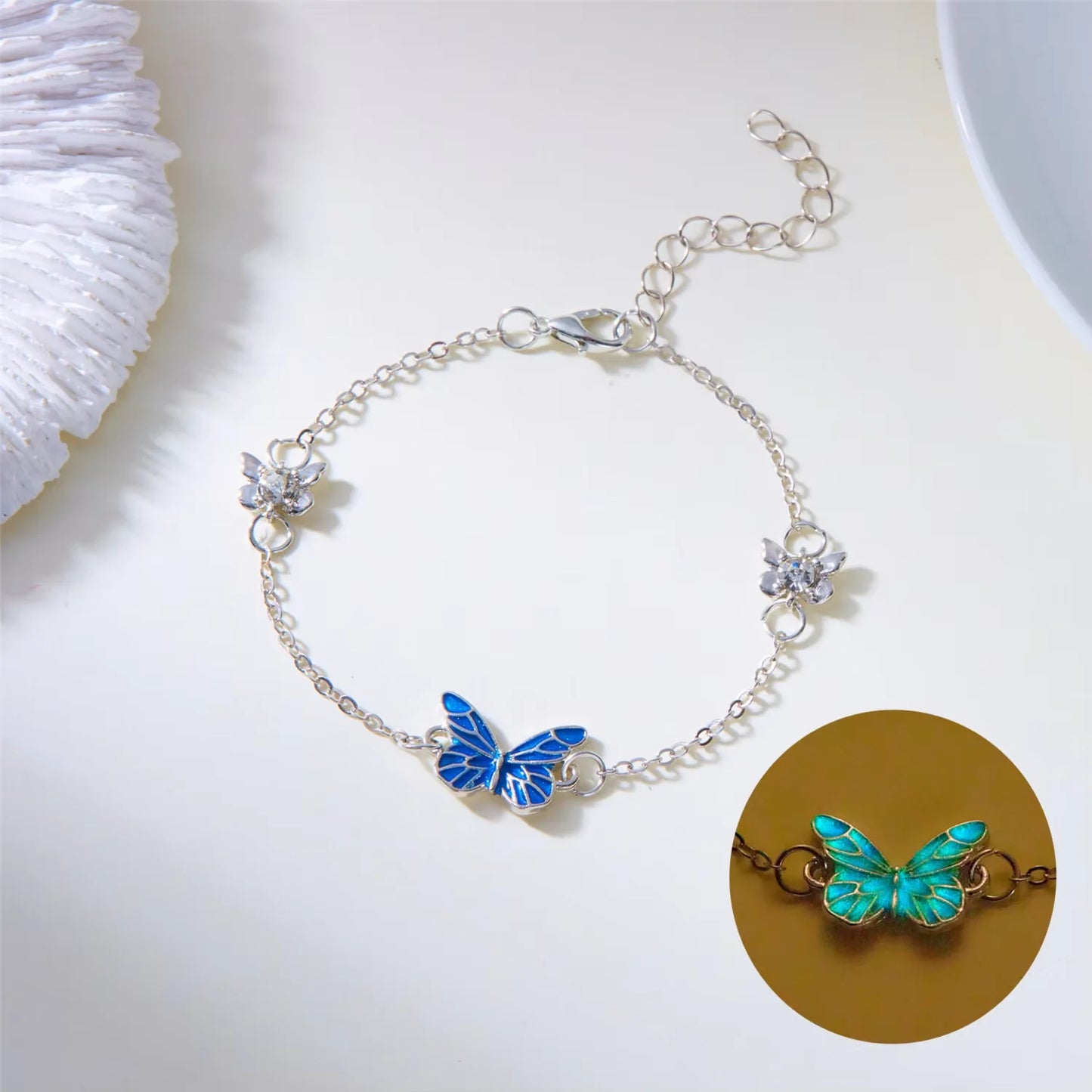 2 PCS/Set Butterfly Couples Pendant Luminous Bracelet