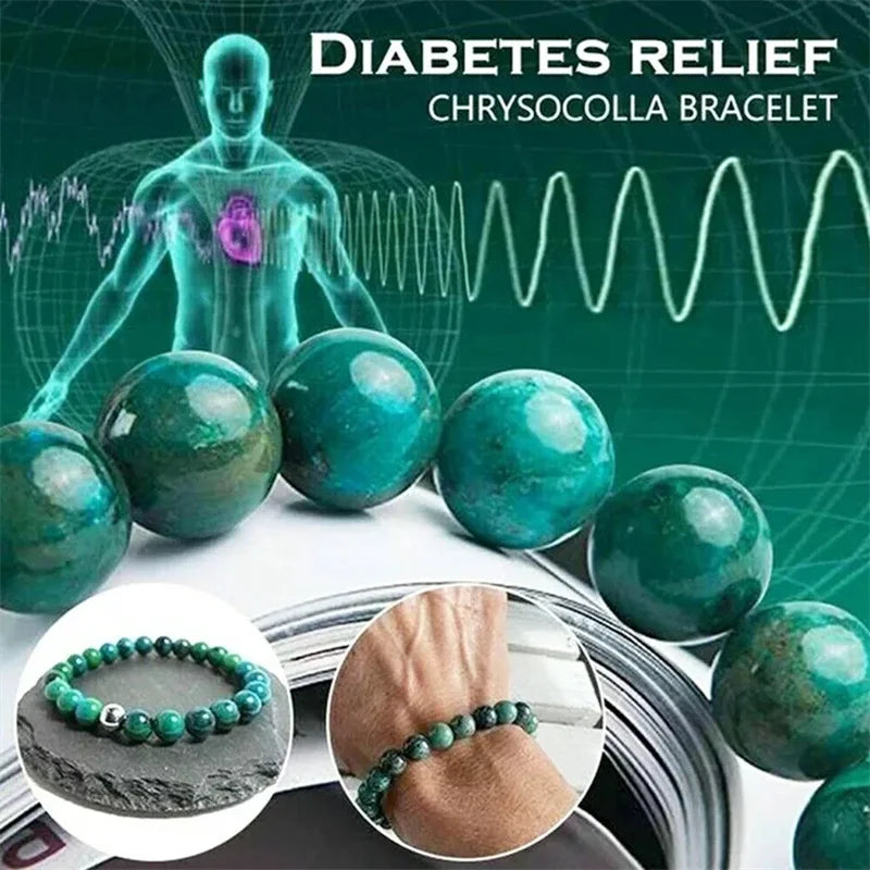 Natural Stone Beads Bracelet Round Diabetes Relief Bracelet Healing Lose Weight Jewelry