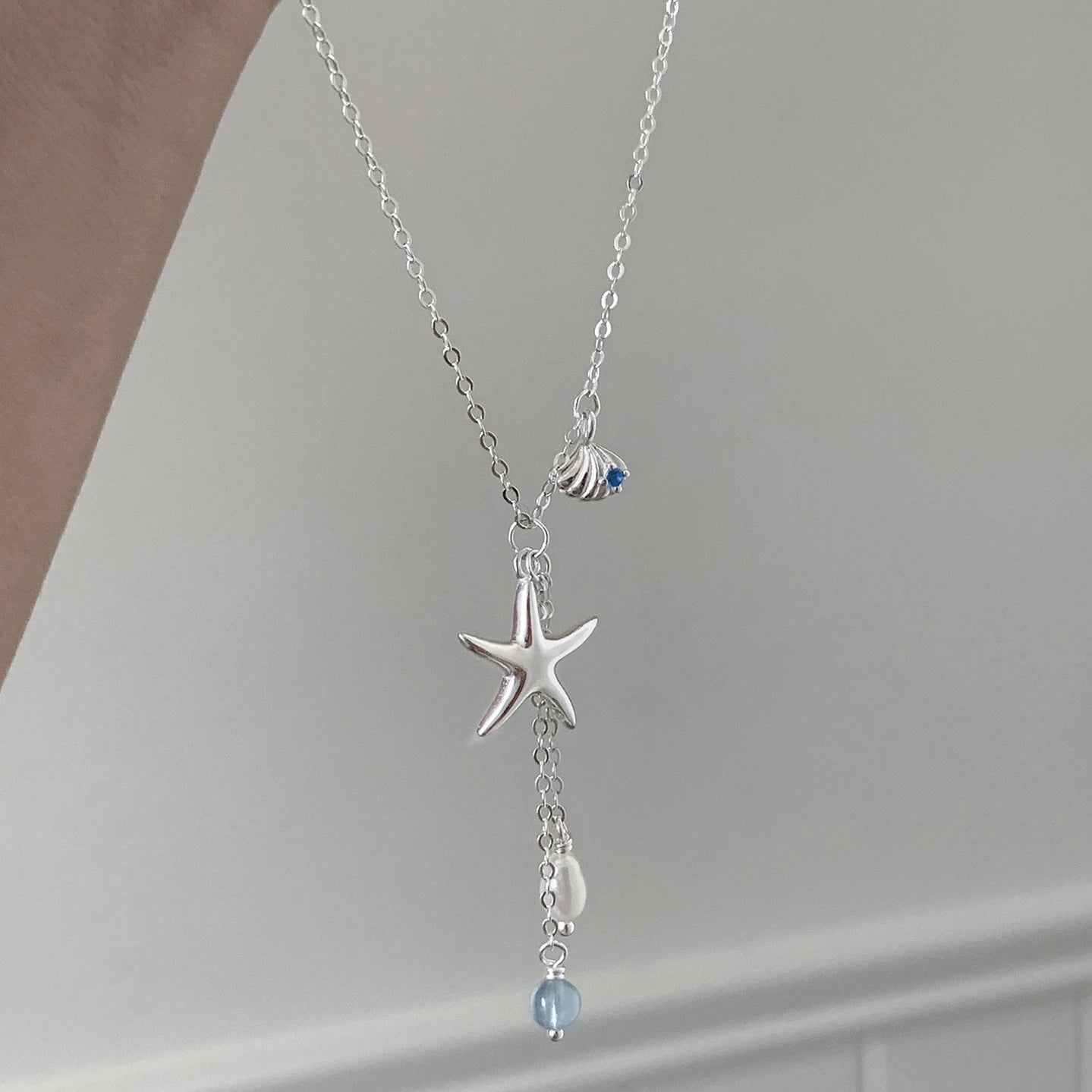 Sterling Silver Necklace Cute Five Pointed Star Set