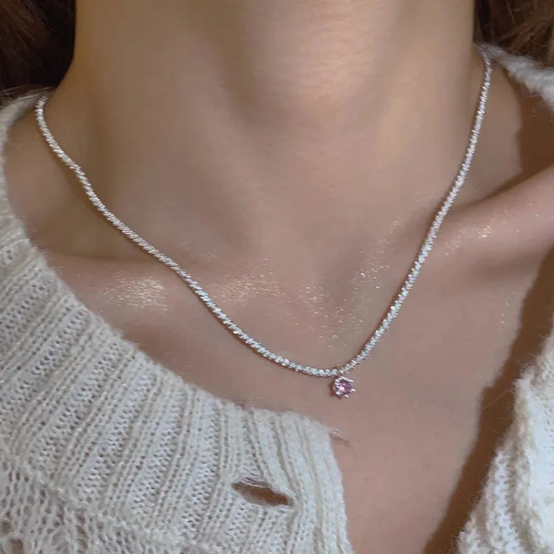 Sterling Silver Necklace Cute Five Pointed Star Set
