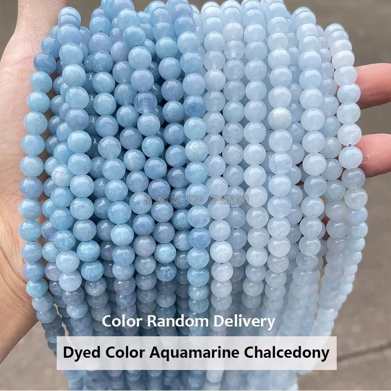 Natural Stone Sea Blue Chalcedony Beads