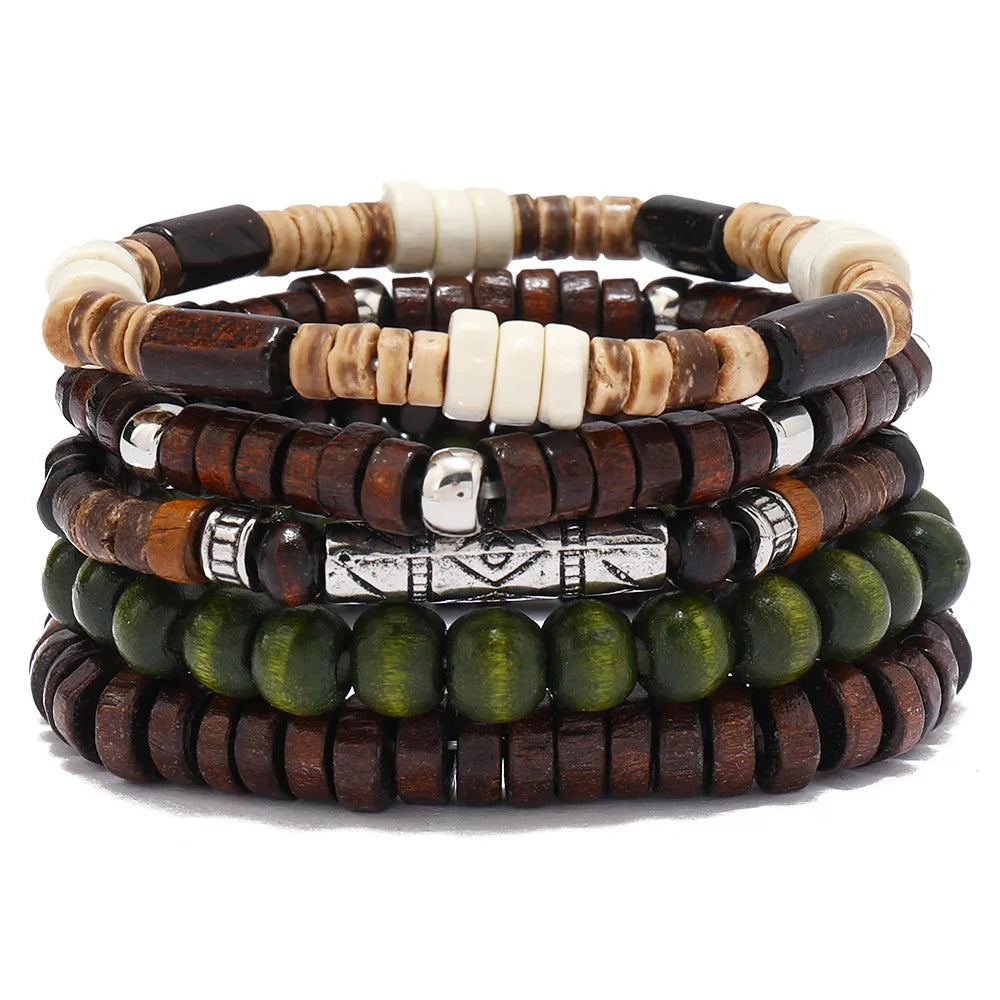 wood bead tree bracelets