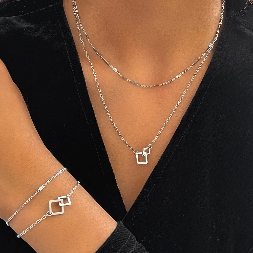 Square Clasp Bracelet Necklace