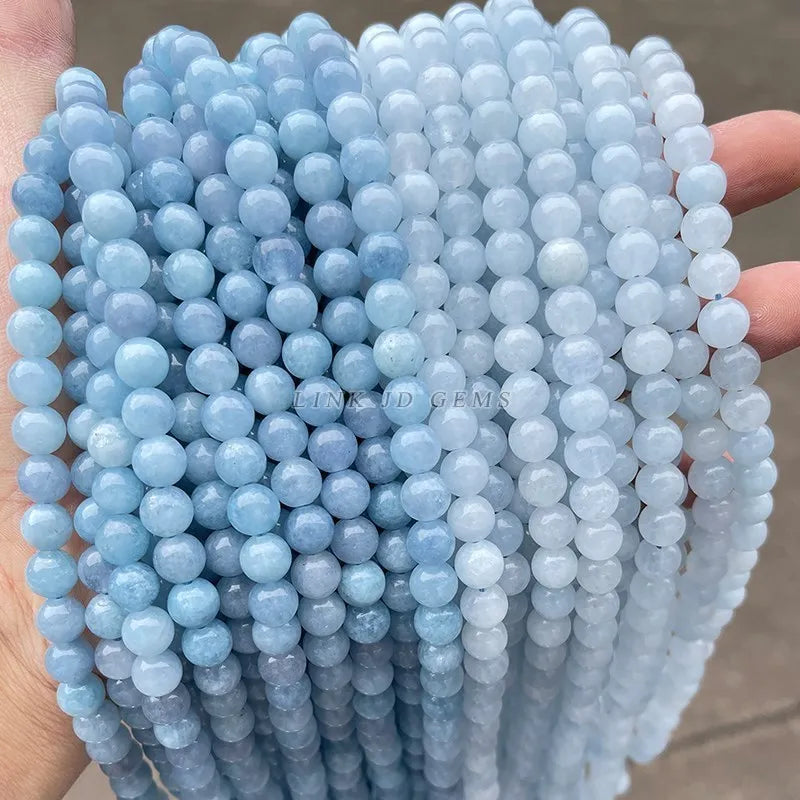 Natural Stone Sea Blue Chalcedony Beads