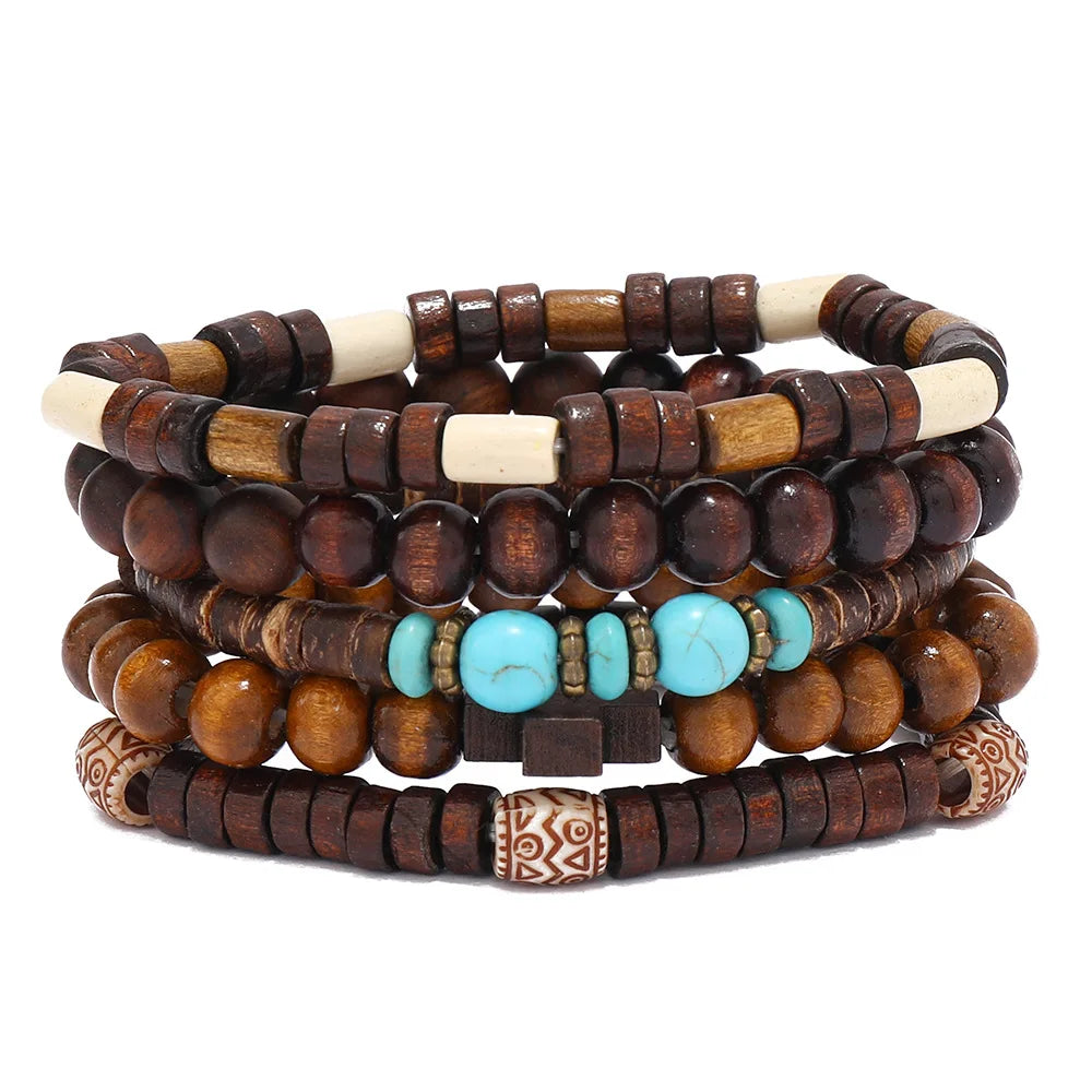 wood bead tree bracelets