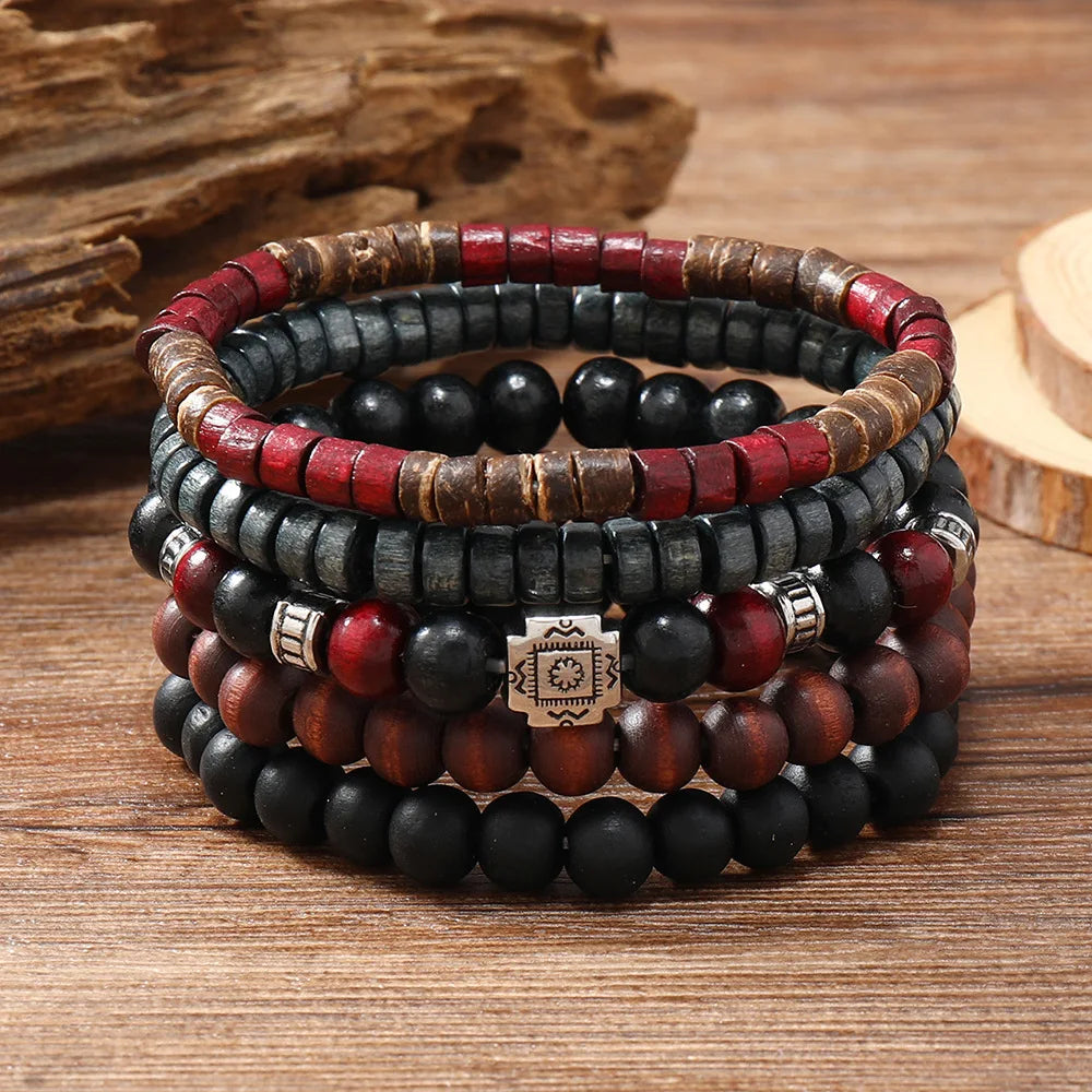 wood bead tree bracelets