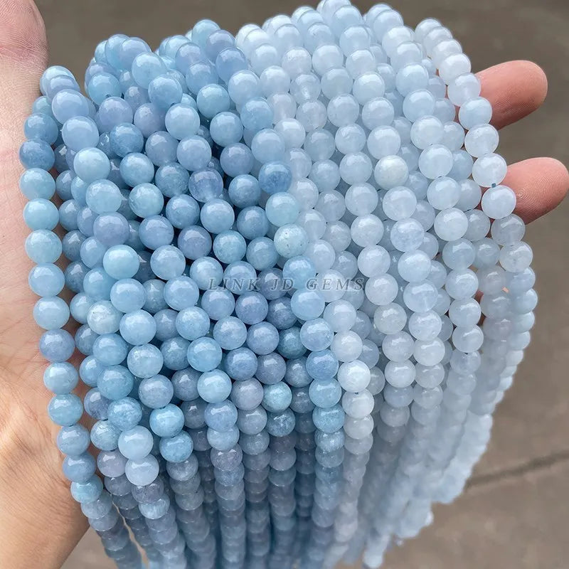 Natural Stone Sea Blue Chalcedony Beads