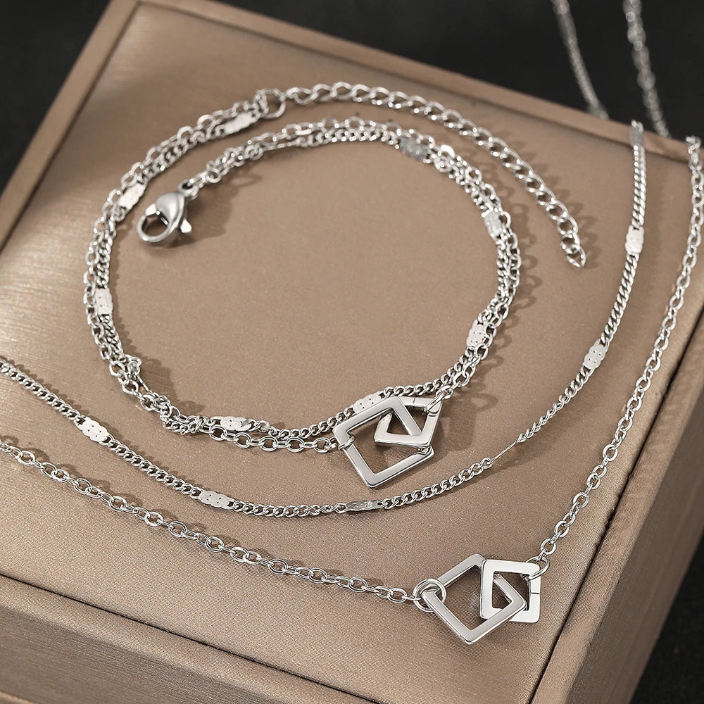Square Clasp Bracelet Necklace