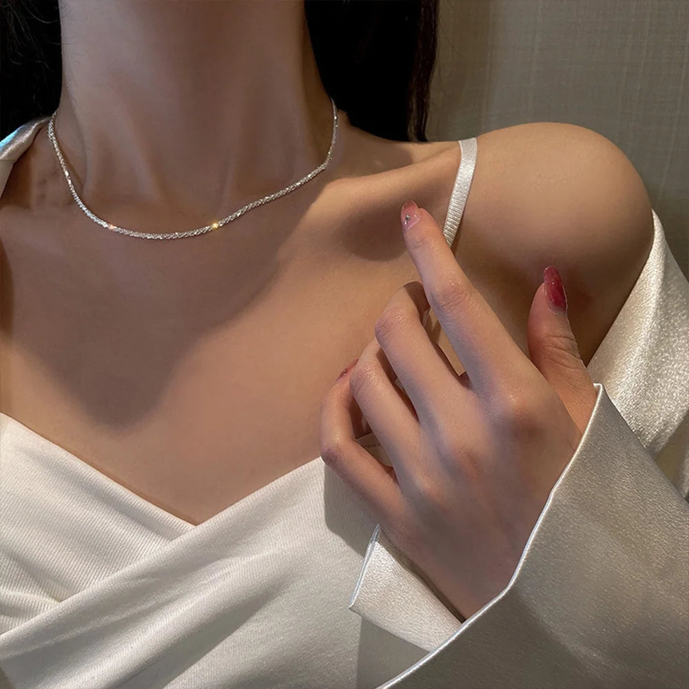 Silver Plated Clavicle Chain Necklace Bracelet