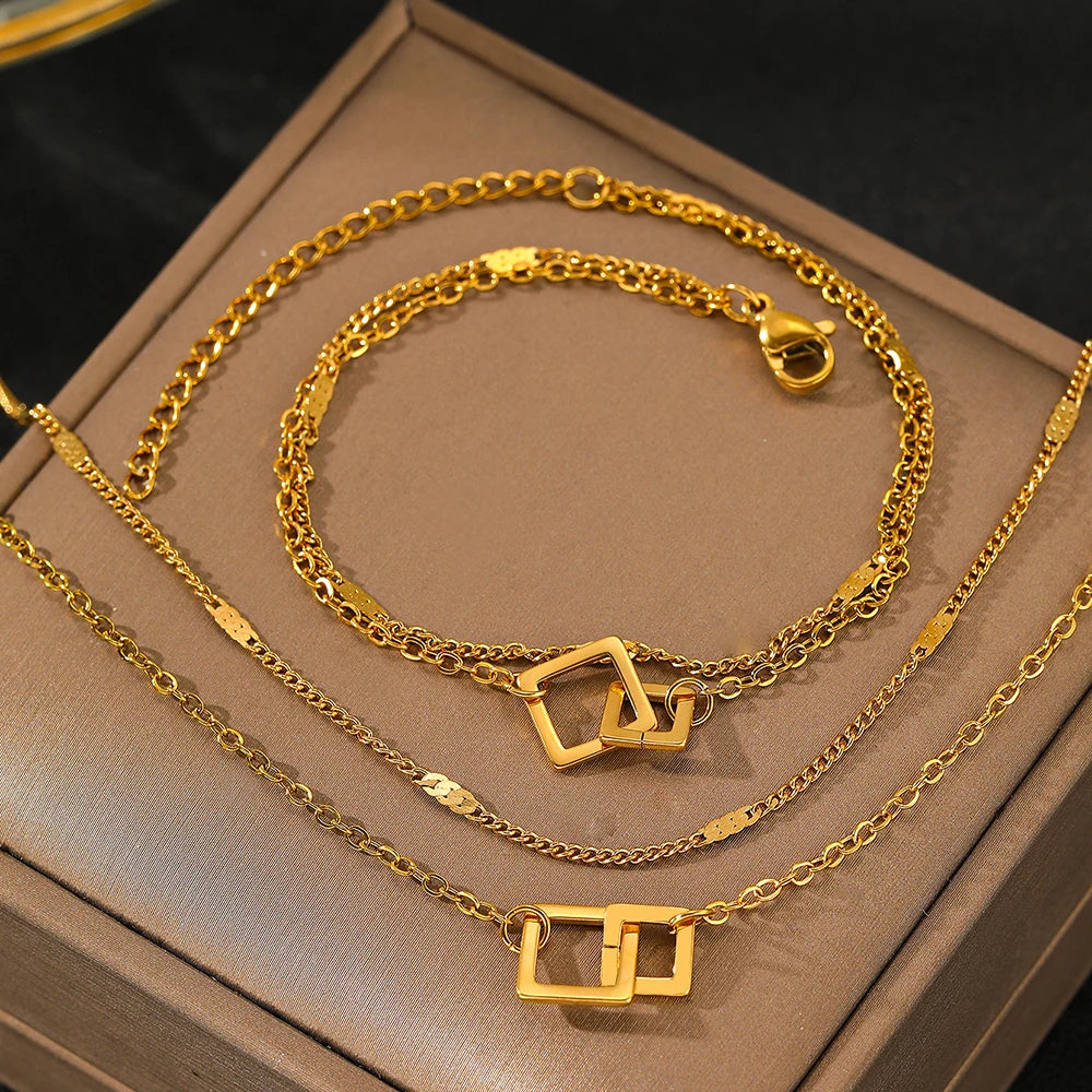 Square Clasp Bracelet Necklace