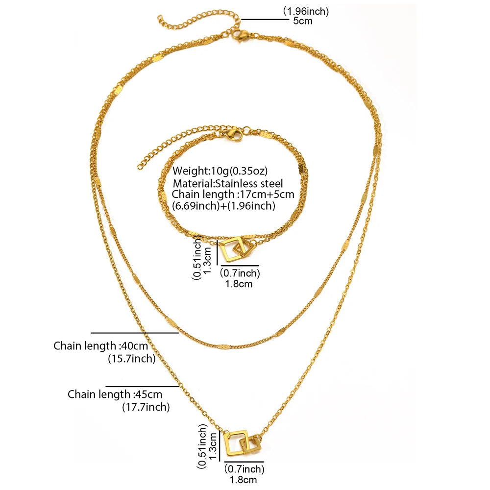 Square Clasp Bracelet Necklace