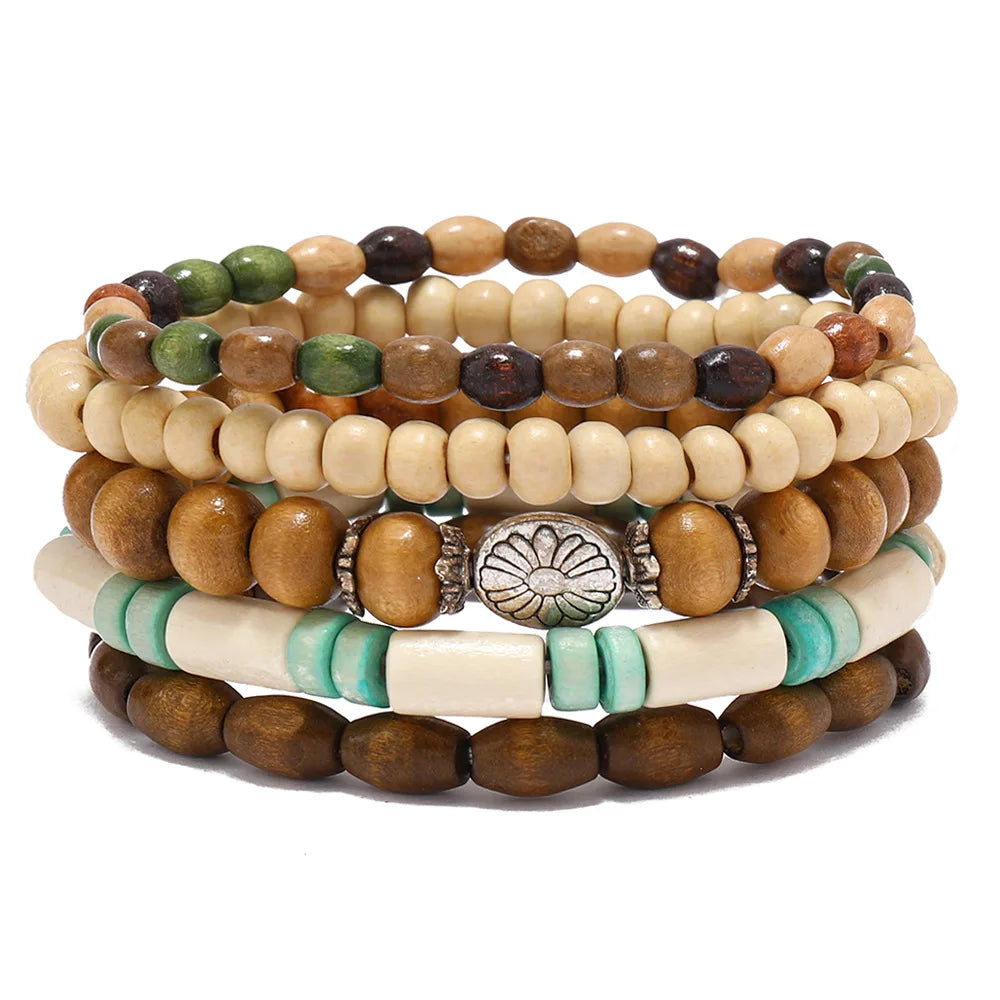 wood bead tree bracelets
