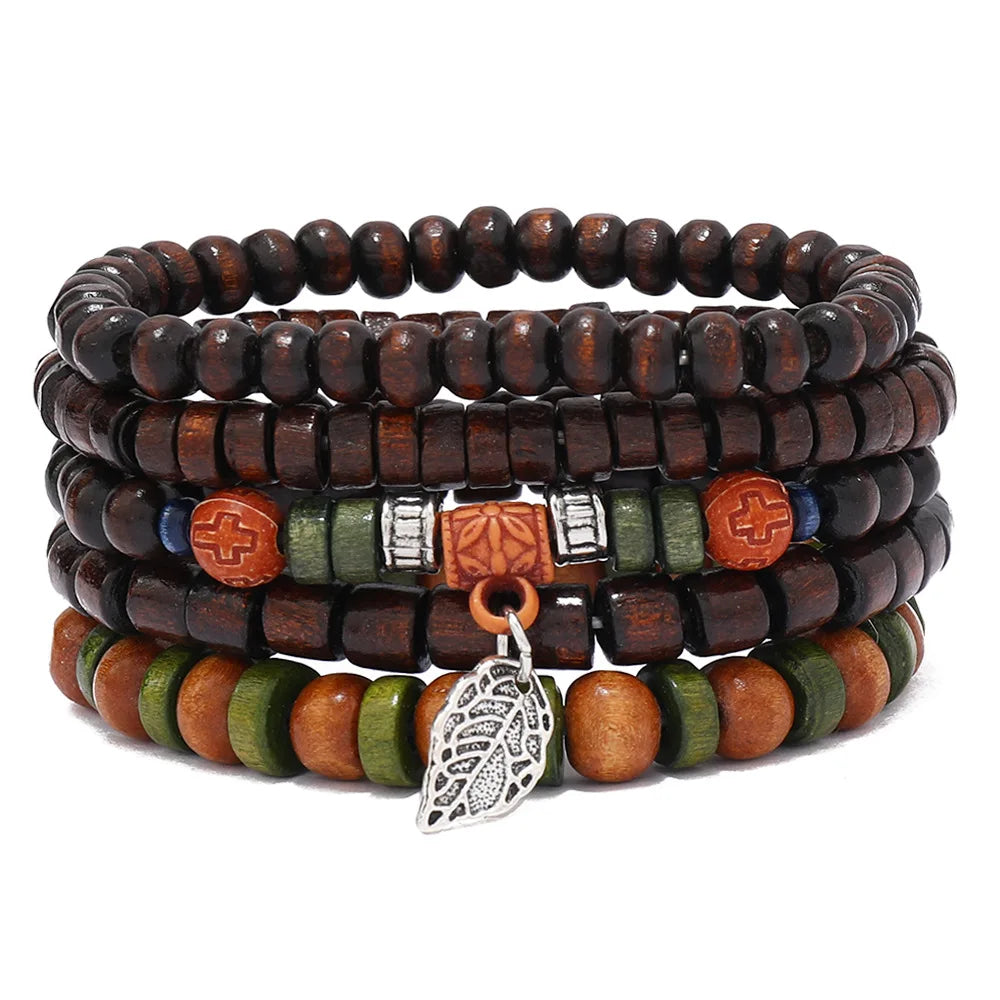 wood bead tree bracelets