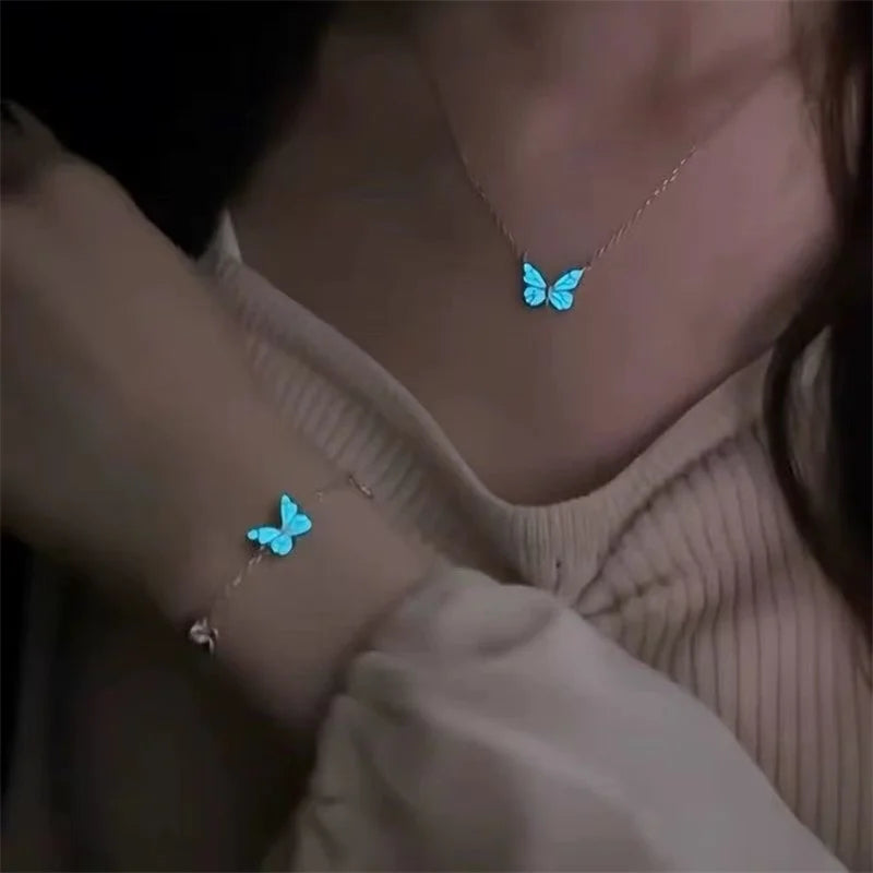 2 PCS/Set Butterfly Couples Pendant Luminous Bracelet